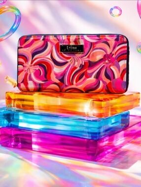 NIB Trina Turk Bohemian Pink Swirl Zip-Around Wallet